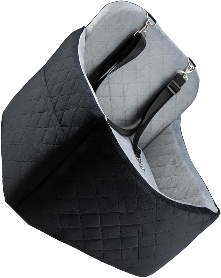 Black Gray Pet Car Seat With Storage Pockets Adjustable Belt For Small Medium Dogs - Image 1