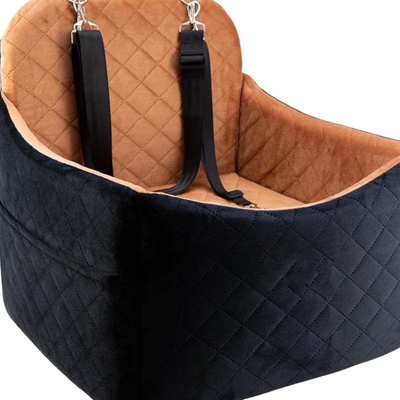 Black Gray Pet Car Seat With Storage Pockets Adjustable Belt For Small Medium Dogs - Image 5