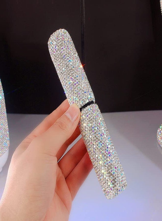 Bestbling Bling Bling Portable 5-Piece Makeup Brush Set for Eyeshadow and Eyebrows with Rhinestone Barrel Packaging (Silver) - Image 5