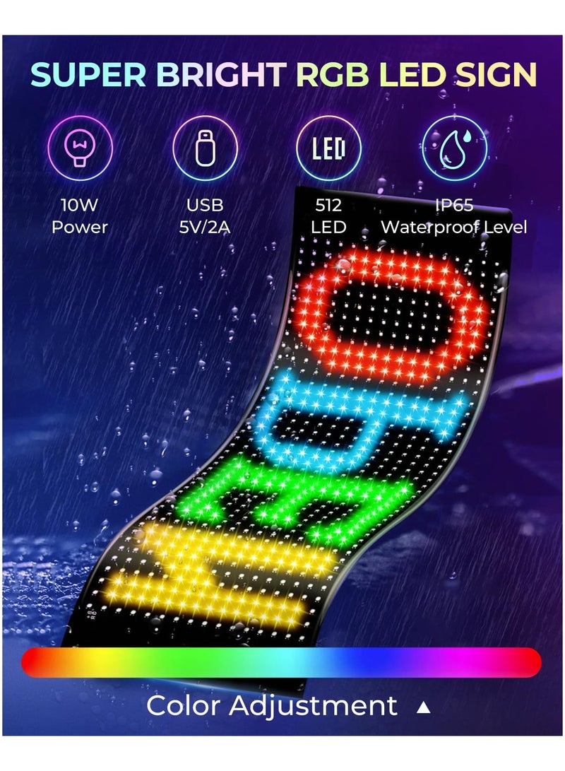 ضوء LED للسيارات ، 2.8 "x 6.8" علامة LED التمرير القابلة للبرمجة ، شاشة المصفوفة الرقمية المرنة ، بلوتوث والتحكم عن بعد ، النص القابل للتخصيص والرسوم المتحركة لنوافذ السيارات وإشارات الأعمال - Image 2