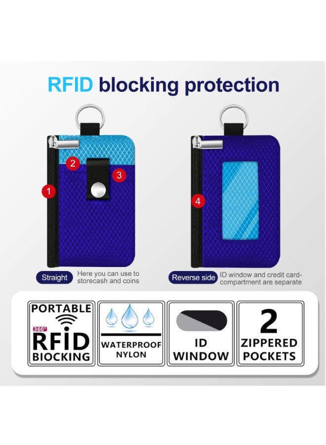 Minimalist RFID Blocking Small Wallet with ID Window,WaterResistant Zip Id Case Wallet with Lanyard Keychain for Cards,Cash,Travel,Women,Men - Image 2