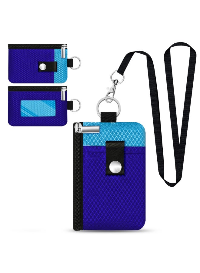 Minimalist RFID Blocking Small Wallet with ID Window,WaterResistant Zip Id Case Wallet with Lanyard Keychain for Cards,Cash,Travel,Women,Men - Image 1