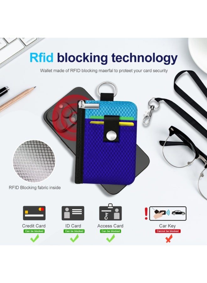 Minimalist RFID Blocking Small Wallet with ID Window,WaterResistant Zip Id Case Wallet with Lanyard Keychain for Cards,Cash,Travel,Women,Men - Image 4