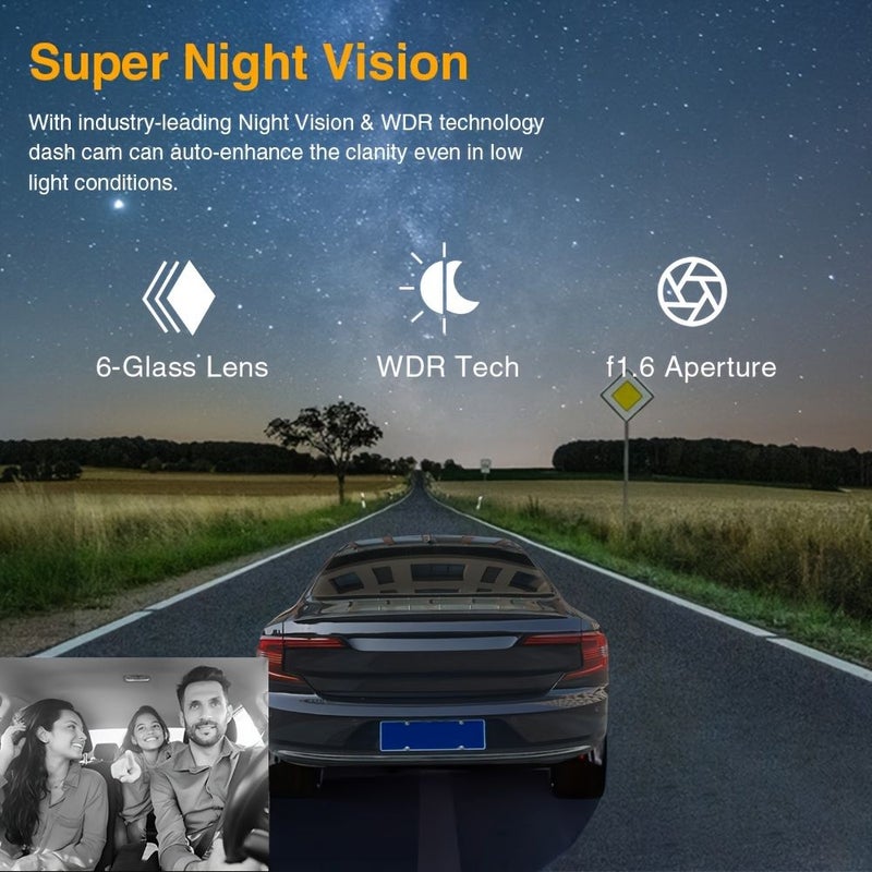 3 16 Inch Dual Dash Cam With Infrared Night Vision Dual Channel 1080P Front And 720P Inside Wide Angle Recording 24 Hour Motion Sensor Parking Mode Loop Recording IPS Screen Parking Surveillance Model D50 - Image 4