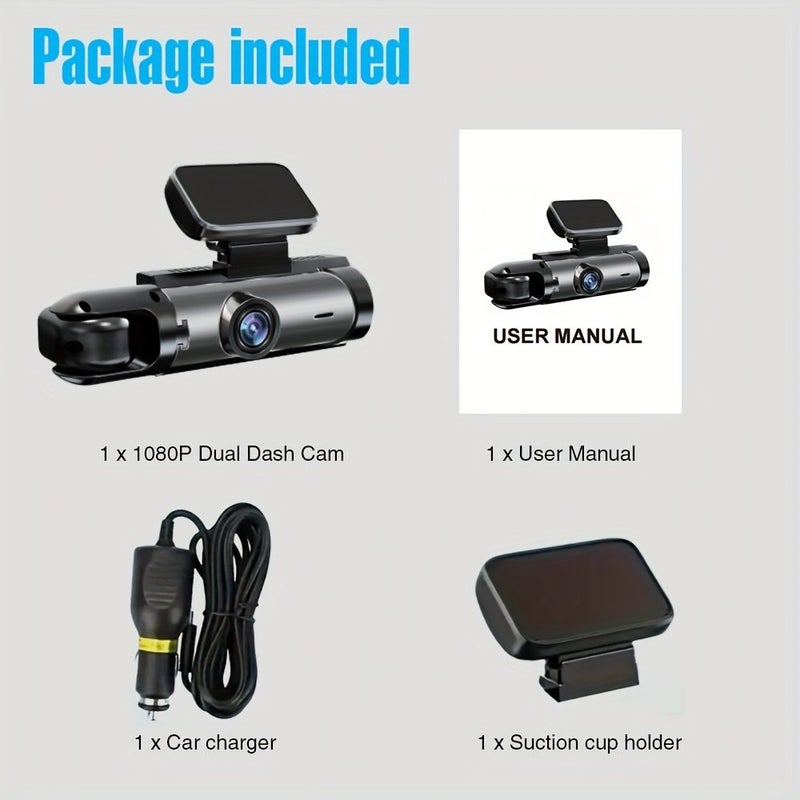 3 16 Inch Dual Dash Cam With Infrared Night Vision Dual Channel 1080P Front And 720P Inside Wide Angle Recording 24 Hour Motion Sensor Parking Mode Loop Recording IPS Screen Parking Surveillance Model D50 - Image 2