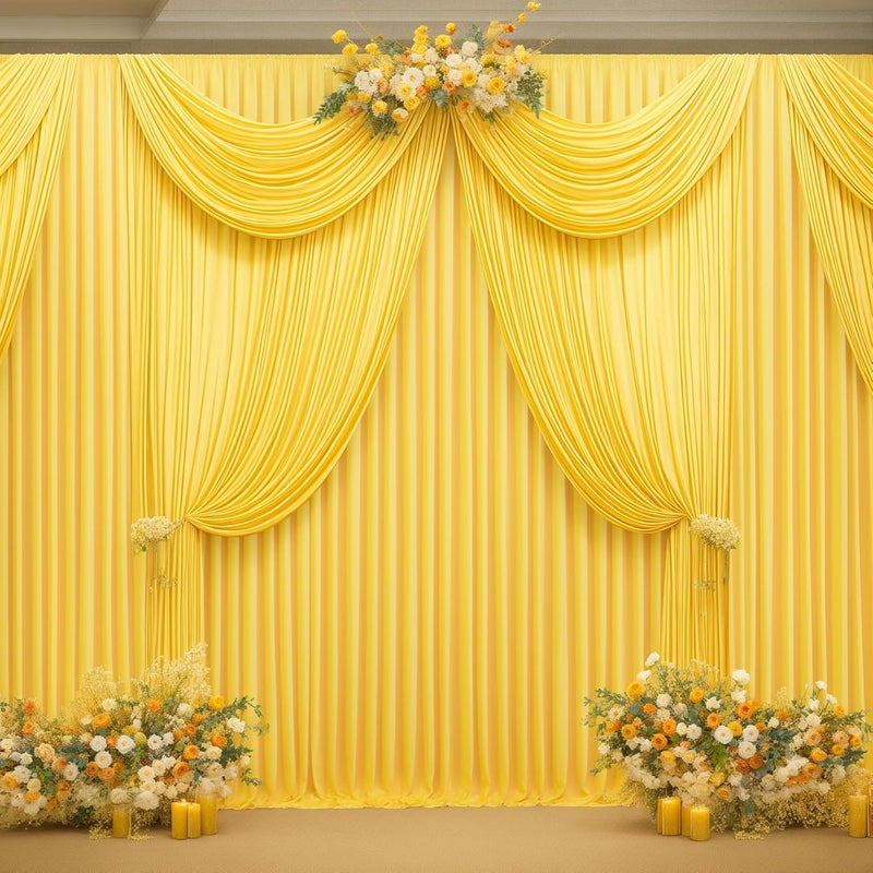 PARTISKY 24x10FT Yellow Backdrop Curtains for Wedding Parties, Wrinkle Free Polyester Photography Backdrop Drapes for Wedding Baby Shower Birthday Parties Stage Background Stand Decorations 4x10ft,6 Panels - Image 4