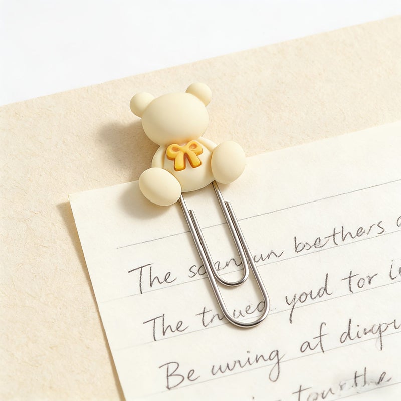 6pcs Matte Colors Transparent Bear Bookmark Paper Clips for Notebooks School Office Supplies Gifts - Image 4