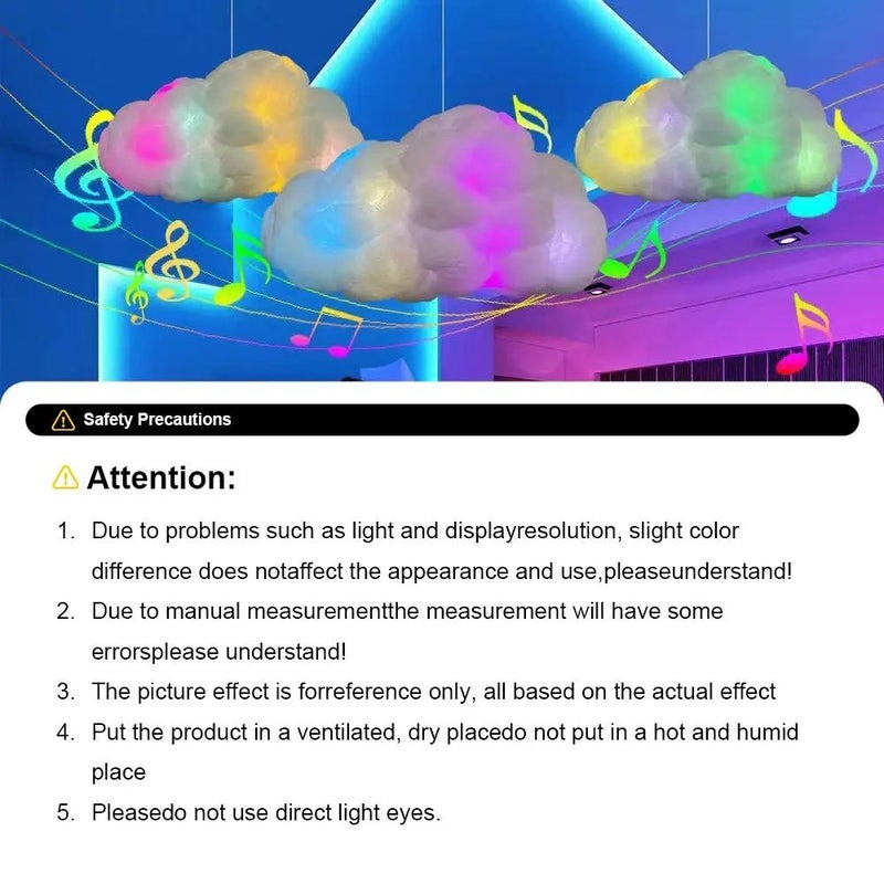 مصباح ليلي على شكل سحابة، بألوان RGB متغيرة مع جهاز تحكم عن بُعد وتطبيق للتحكم بالموسيقى - Image 3