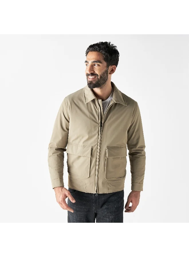 Iconic Iconic Solid Zip Through Jacket with Pockets