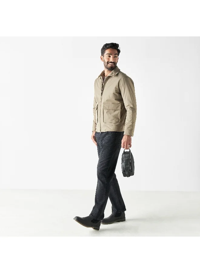 Iconic Iconic Solid Zip Through Jacket with Pockets