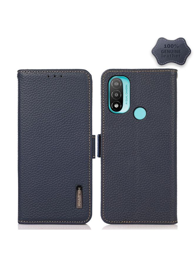 اس-توب جراب لهاتف Motorola Moto E20 / E40 من KHAZNEH، مصنوع من جلد الليتشي الأصلي مع خاصية RFID، بمغناطيس جانبي - Image 1