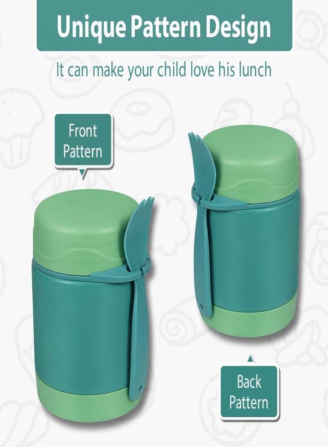 Howeemo 10oz Soup Thermo for Hot Food Kids,Lunch Thermo Kids Food Jar with Spoon Hot Insulated Food Containers,Leak Proof Stainless Steel Wide Mouth Lunch Thermo Jar for School(Green) - Image 2