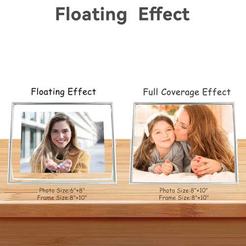 AhaGo Silver Floating Frame, 8"×10", Horizontal, For Picture 7x9, 6x8, 5x7, Tabletop Metal Photo Frames, Classy For Birthday, Wedding, Anniversary, Home or Office Décor - Image 4