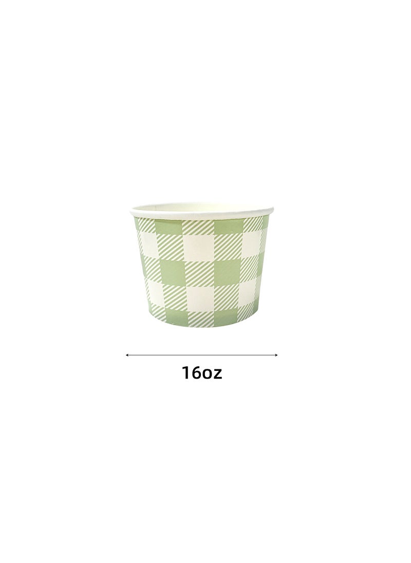 Generic Colorful Plaid Disposable Tableware Set for Birthday 16oz 10 green checkered paper bowls 