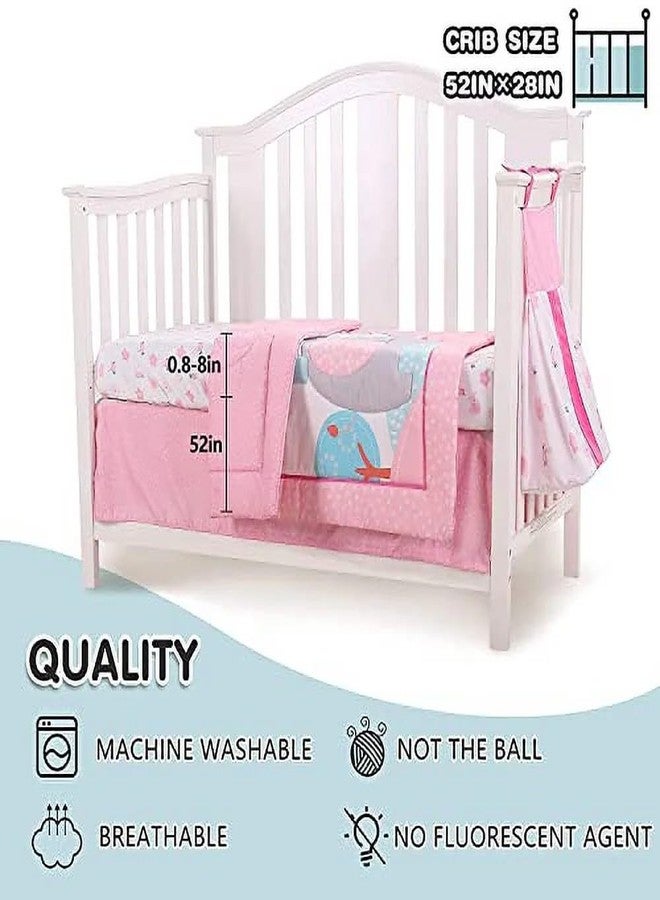 Sweet baba Elephant Crib Bedding Set for Girls, 4 Pieces Nursery Set Including Quilt/Fitted Sheet/Crib Skirt/Diaper Bag - Image 3