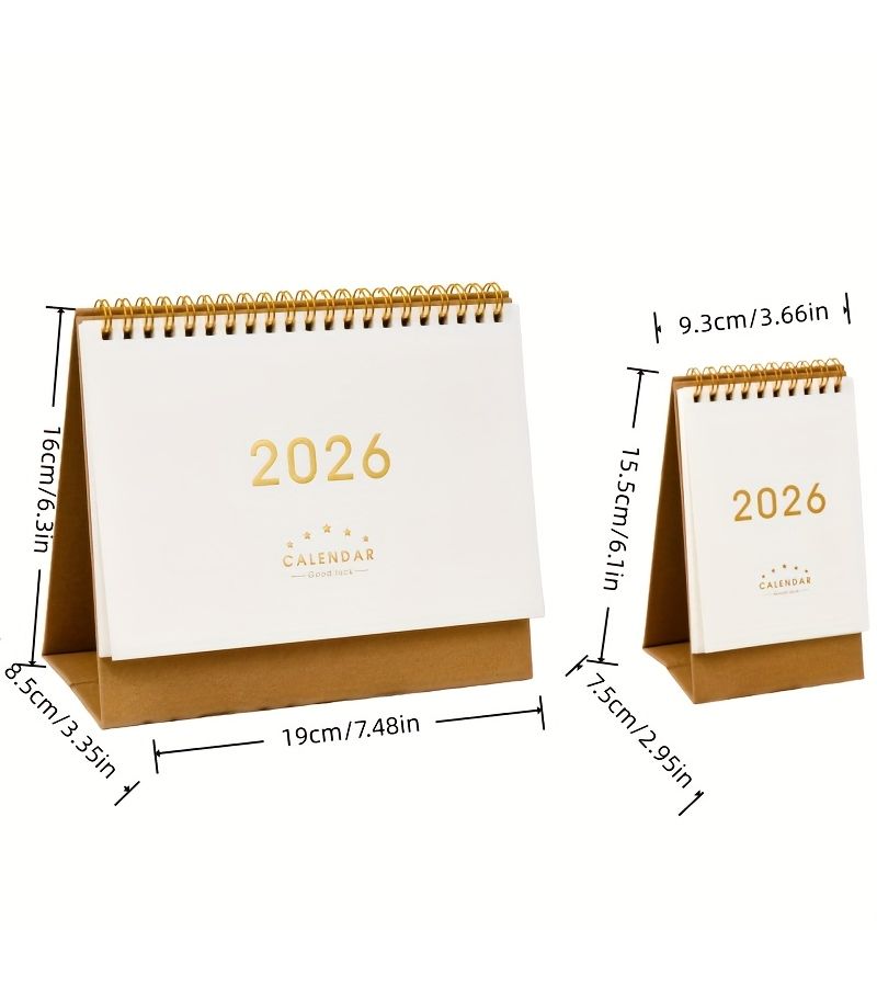 1pc 2025 2026 Bilingual English Chinese Desk Calendar Planner Monthly Grid Daily Pages Dated System Home Office Organizer Birthday New Year Gift - Image 2