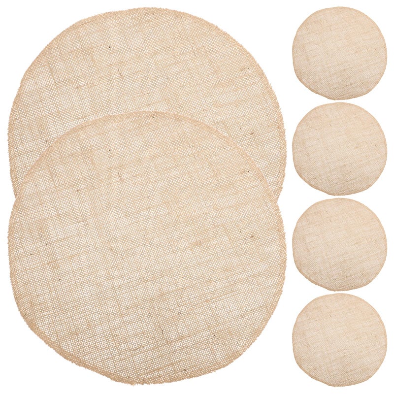 6 Pcs Rustic Round Jute Placemats Insulated Coasters for Dining Table Home Party Outdoor Use - Image 2