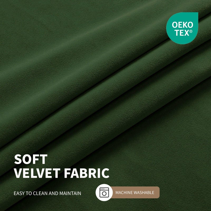 CUCRAF Dark Olive Green Velvet Blackout Curtains for Bedroom Living Room 84 inches Long, Forest Green Curtains Noise Reducing Rod Pocket(52x84 inches, 2 Panels) - Image 4