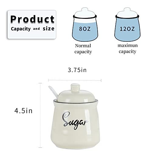 HAOTOP Farmhouse Porcelain Sugar Bowl with Lid and Spoon 12oz,Easy to Clean (Black) - Image 5