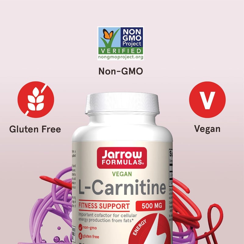 Jarrow Formulas LCarnitine 500 mg Dietary Supplement Support for Cellular Energy Production 50 Veggie Capsules 50 Day Supply - Image 5