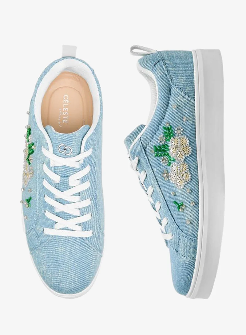 سيليست Women Denim Embroidered Ankle Sneakers