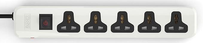 iLOCK power strip 5 universal outlets with overload switch (white/BLACK - Image 1