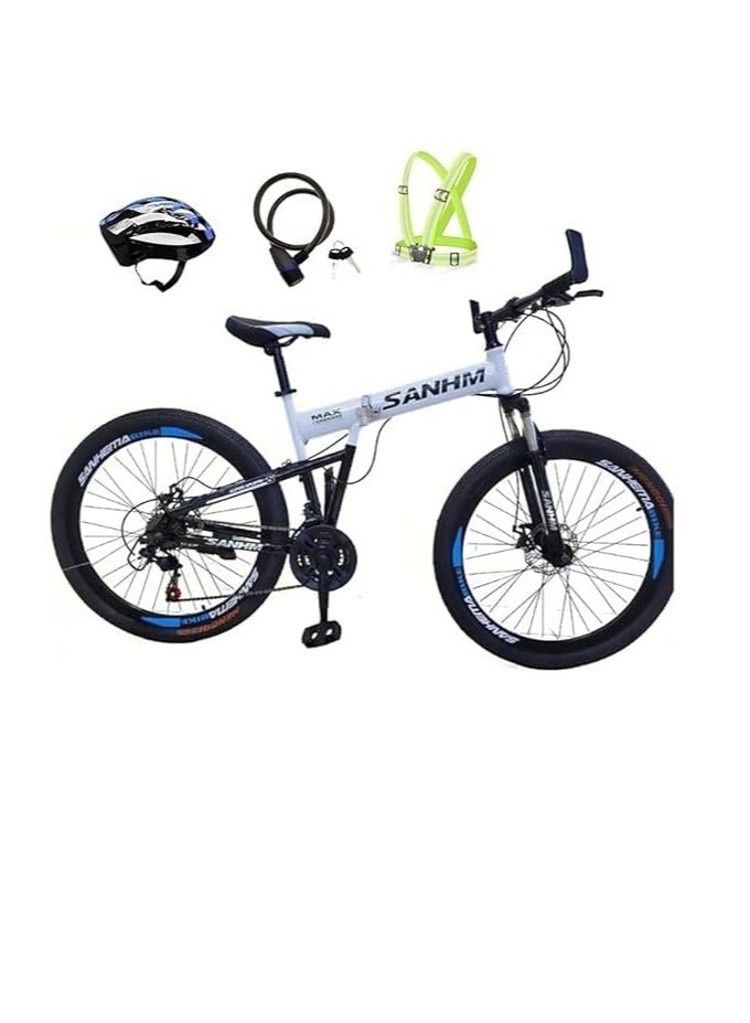 Shard Folding Bike Carbon Steel Frame, 21 Speed, Front Suspension, Spoke Wheel, Dual Disc Brake
