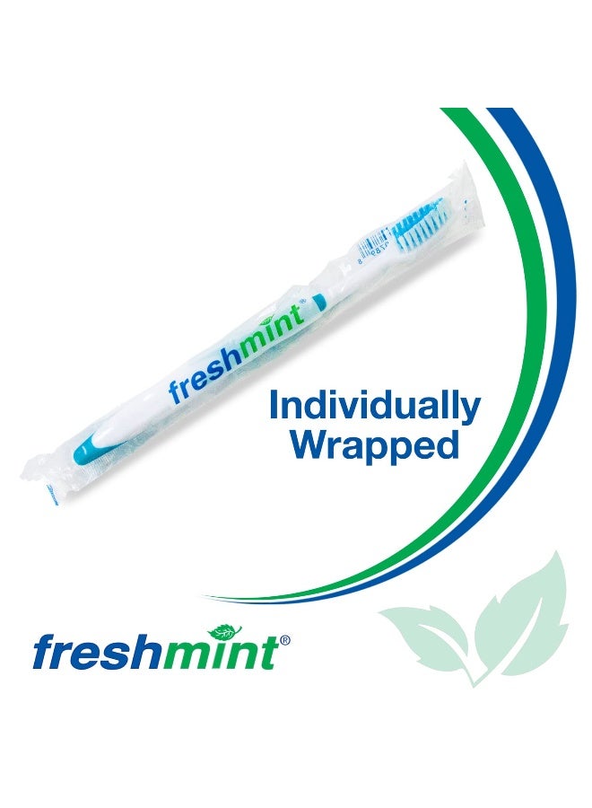 Freshmint فرشاة أسنان فريش مינט مغلفة بشكل فردي - عبوة 100 فرشاة - مقبض مطاطي سهل الإمساك - شعيرات نايلون ناعمة متعددة الألوان - مثالية للسفر والفنادق والتبرعات - Image 5