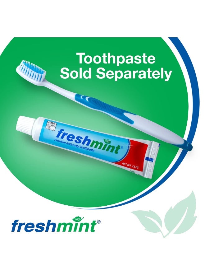 Freshmint فرشاة أسنان فريش مינט مغلفة بشكل فردي - عبوة 100 فرشاة - مقبض مطاطي سهل الإمساك - شعيرات نايلون ناعمة متعددة الألوان - مثالية للسفر والفنادق والتبرعات - Image 2
