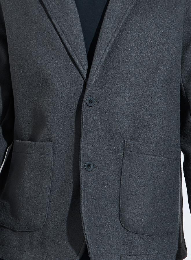 Styli Charcoal Solid Pocket Details Tailored Winter Coat - Image 4