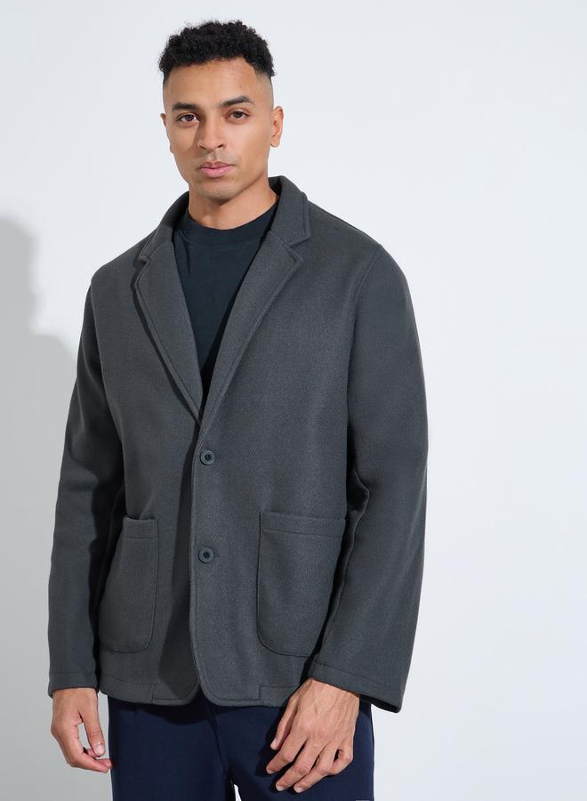 Styli Charcoal Solid Pocket Details Tailored Winter Coat - Image 3