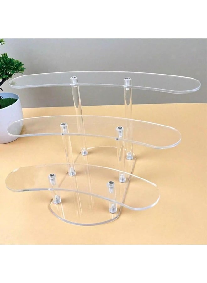 Horoof Market 3-Tier Clear Acrylic Display Stand - 25x14 cm Organizer for Home, Office, and Retail - Durable 8 mm Thick  - Image 1