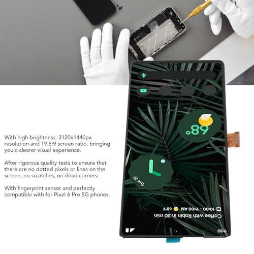 Heayzoki Screen Replacement Kit for Pixel 6 Pro 5G, Touch Display Digitizer Frame Assembly with Fingerprint Sensor and Repair Tool - Image 2