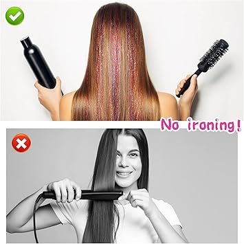Telooco Hair Tinsel 12Pcs Tinsel Hair Extensions 20 Inch Clip in Glitter Hair Extension Colorful Hair Tinsel Hair Glitter Strands Tinsel Kit Hair Accessories for Women Girls Cosplay Halloween Party Festival - Image 5