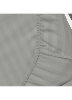 Rest Stripe Fitted Sheet Set Single 90 X 190+20 Cm + 2 Pillowcases 50 X 75 Cm Brushed Microfiber Premium Durable Quality Deep Pocket For A Perfect Fit Shrinkage Fade Resistant Grey  - Image 3