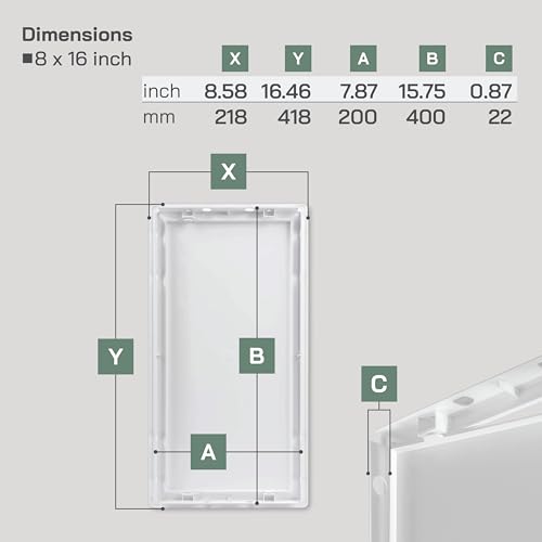 Vent Systems لوحة وصول بلاستيكية بيضاء من ABS بحجم 8 × 16 بوصة (فتحة) - باب وصول للجدران، السقف - غطاء فتحة الجدار لخدمات الكهرباء والسباكة - باب تفتيش - 8.6 × 16.5 بوصة (خارجي) - Image 2