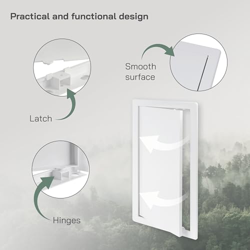 Vent Systems لوحة وصول بلاستيكية بيضاء من ABS بحجم 8 × 16 بوصة (فتحة) - باب وصول للجدران، السقف - غطاء فتحة الجدار لخدمات الكهرباء والسباكة - باب تفتيش - 8.6 × 16.5 بوصة (خارجي) - Image 4