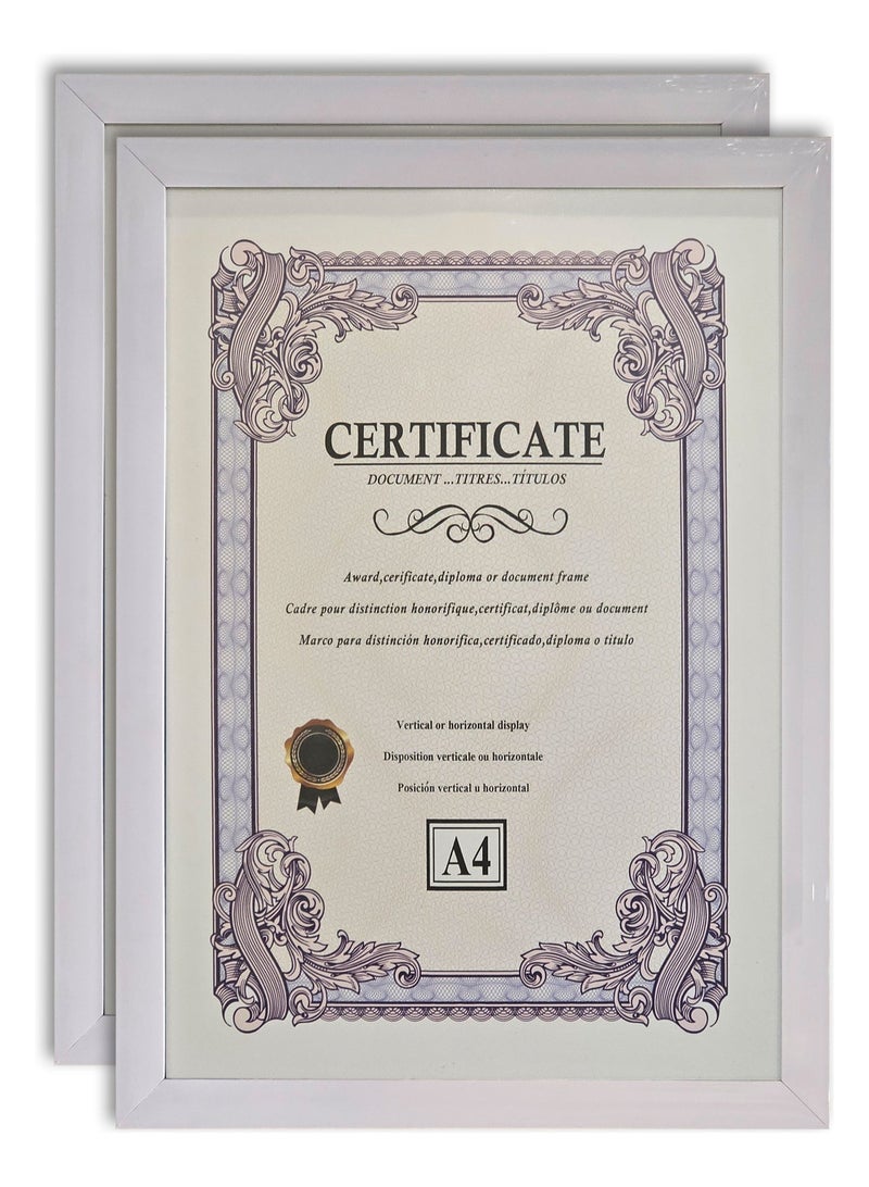 2 × A4 Picture Frame, Elegant Certificate Document Frame for Wall or Tabletop Display - Image 1