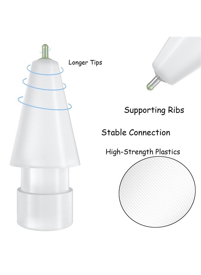 REEYEAR Upgraded (Pen Like) Pencil Tips fits for Apple 2nd Gen iPad Pro Pencil,0.78mm No Wear Out Fine Point Precise Control Longer Tips High Strength Material,White - Image 2