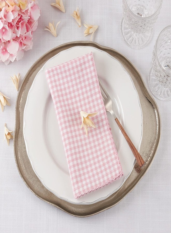 SARO LIFESTYLE Collection Gingham Design Table Napkins (Set of 4), 18", Pink - Image 5