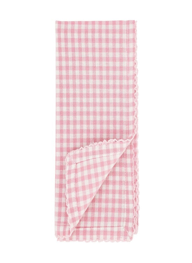 SARO LIFESTYLE Collection Gingham Design Table Napkins (Set of 4), 18", Pink - Image 3