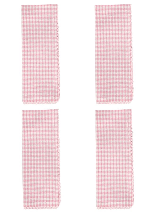 SARO LIFESTYLE Collection Gingham Design Table Napkins (Set of 4), 18", Pink - Image 4