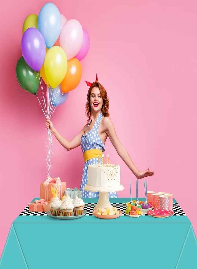 ايرينير لوازم حفلات أعياد الميلاد من إيريناري، زينة سباقات الخمسينيات، مفرش طاولة لحفلات السباق، أغطية طاولات للأطفال الأولاد، ديكورات أعياد الميلاد بموضوع السيارة، 54 × 108 بوصة (سماوي، 3 أوراق) - Image 5