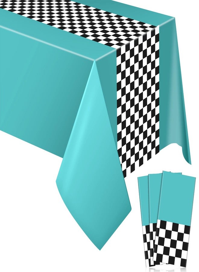 ايرينير لوازم حفلات أعياد الميلاد من إيريناري، زينة سباقات الخمسينيات، مفرش طاولة لحفلات السباق، أغطية طاولات للأطفال الأولاد، ديكورات أعياد الميلاد بموضوع السيارة، 54 × 108 بوصة (سماوي، 3 أوراق) - Image 1