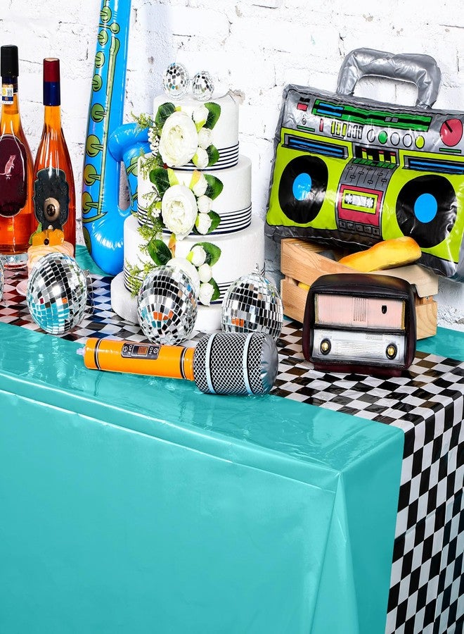 ايرينير لوازم حفلات أعياد الميلاد من إيريناري، زينة سباقات الخمسينيات، مفرش طاولة لحفلات السباق، أغطية طاولات للأطفال الأولاد، ديكورات أعياد الميلاد بموضوع السيارة، 54 × 108 بوصة (سماوي، 3 أوراق) - Image 3