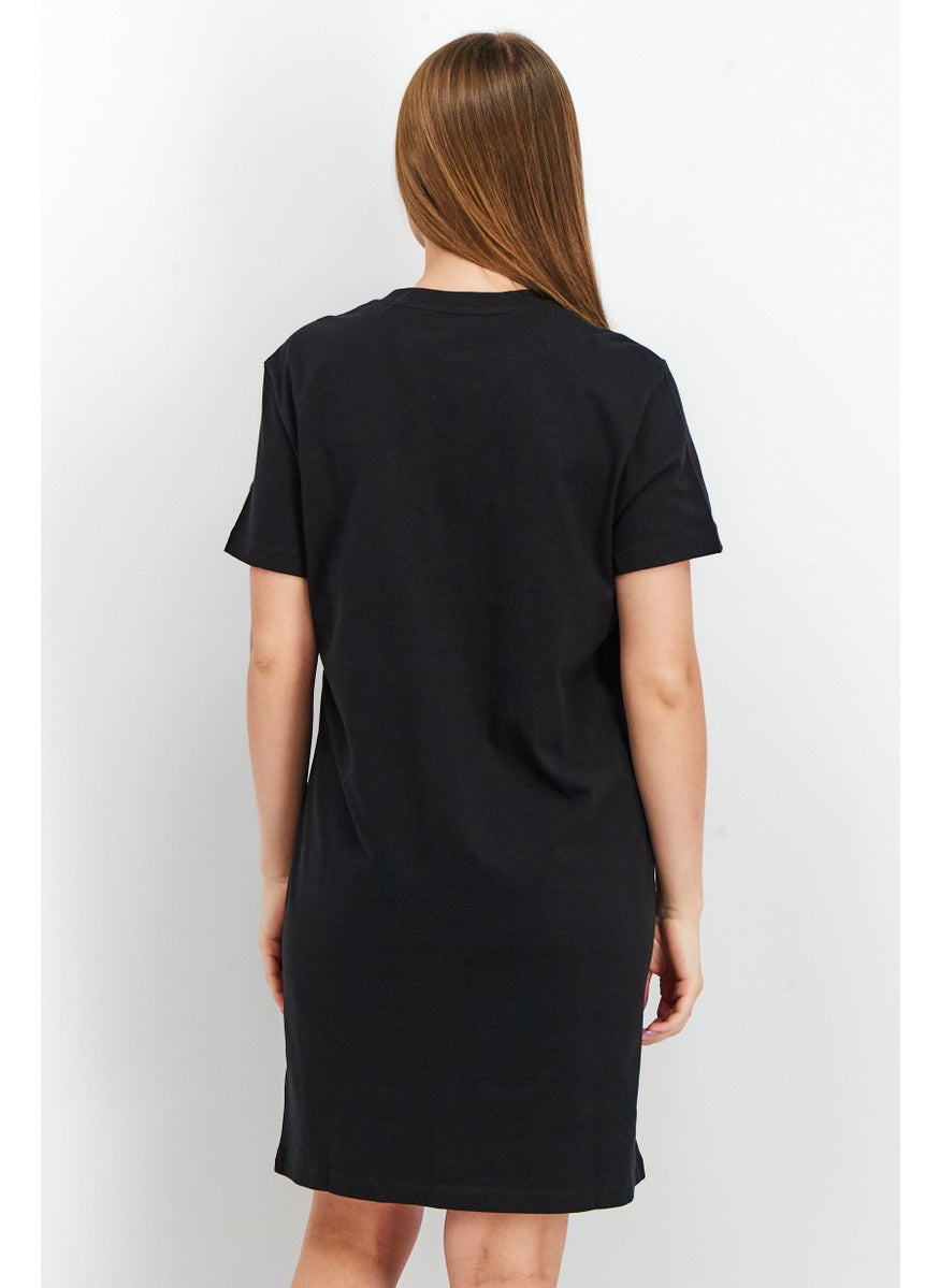 Adidas Women Sportswear Fit Short Sleeve Brand Logo Dress, Black/White  - Image 4