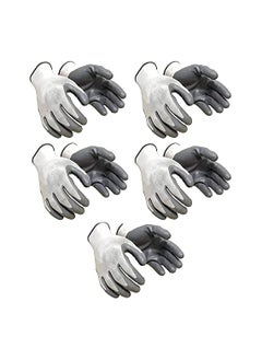 SR TRENDS Nylon Safety Hand Gloves by SR Trader Anti Cut Cut Resistant Industrial Domestic Hand Gloves Household Purpose 5 PAIRS WHITE GREY 