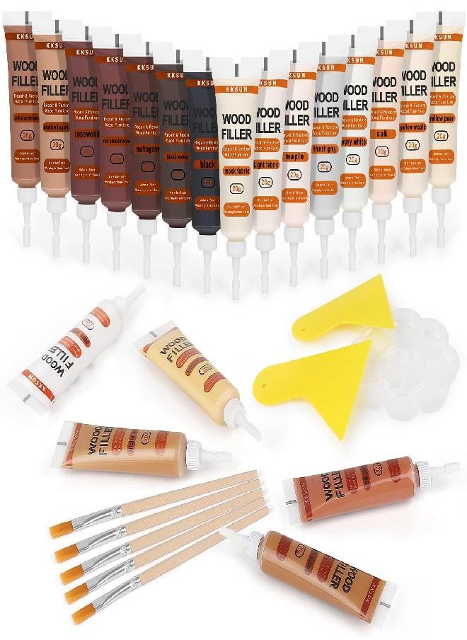 Chukchi CHUKCHI Wood Furniture Repair Kit, 28 Piece Set Wood Filler Repair Kit Furniture Scratch Hole Restorer with Scraper, Brushes, Palette for Repairing Floors, Desks, Cabinets Covering Stains  - Image 2