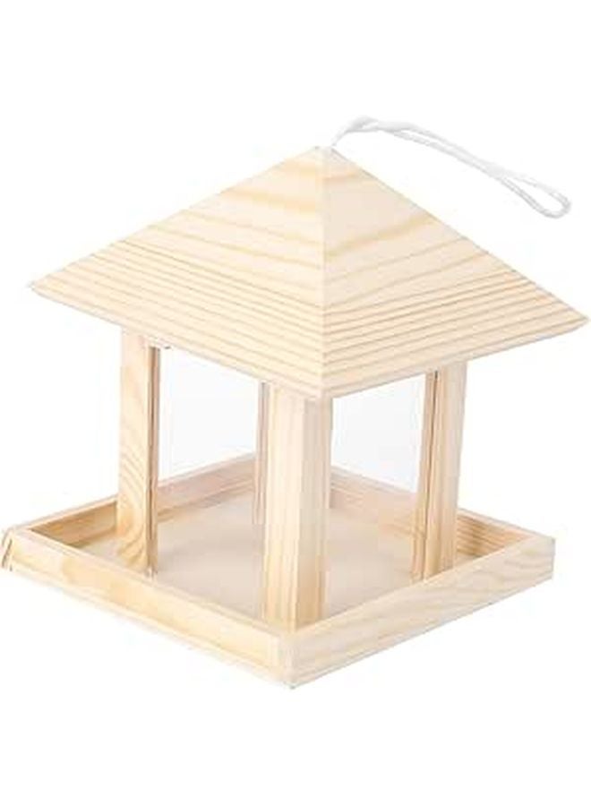 Natural Wood Hanging Bird Feeder Outdoor Garden Decoration for Small Birds - Image 1