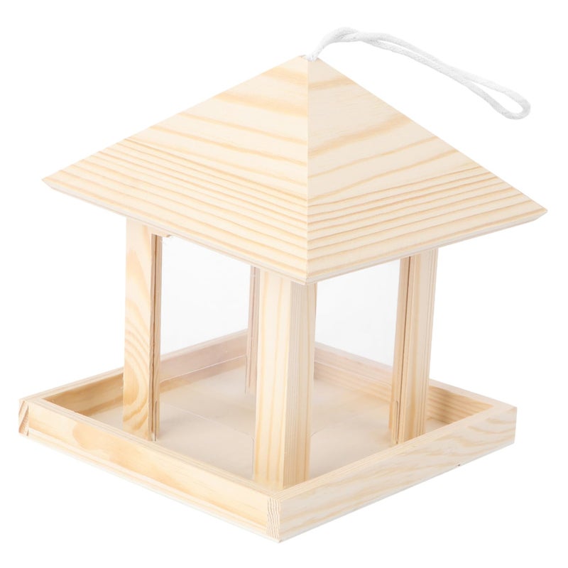 Natural Wood Hanging Bird Feeder Outdoor Garden Decoration for Small Birds - Image 2